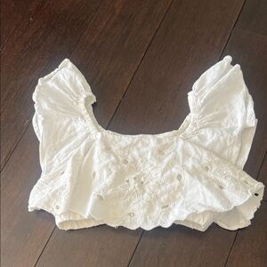 Zara White Kids top with Floral Cutouts